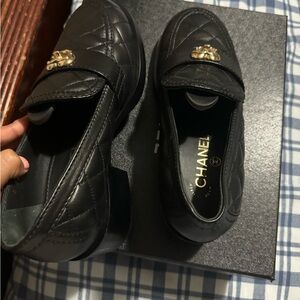 Chanel Quilted Leather CC Heart Loafers